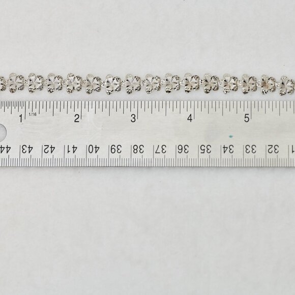 14K Real Solid White Gold Plumeria Frangipani Flower Bracelet - Picture 9 of 11